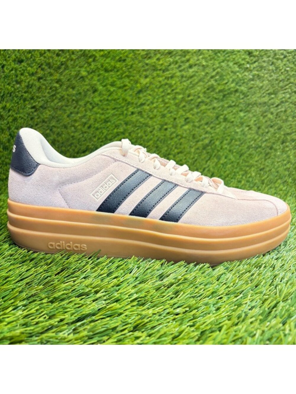 Adidas VL Court Bold Platform Womens Size 10 Pink Black Athletic Shoes Sneakers